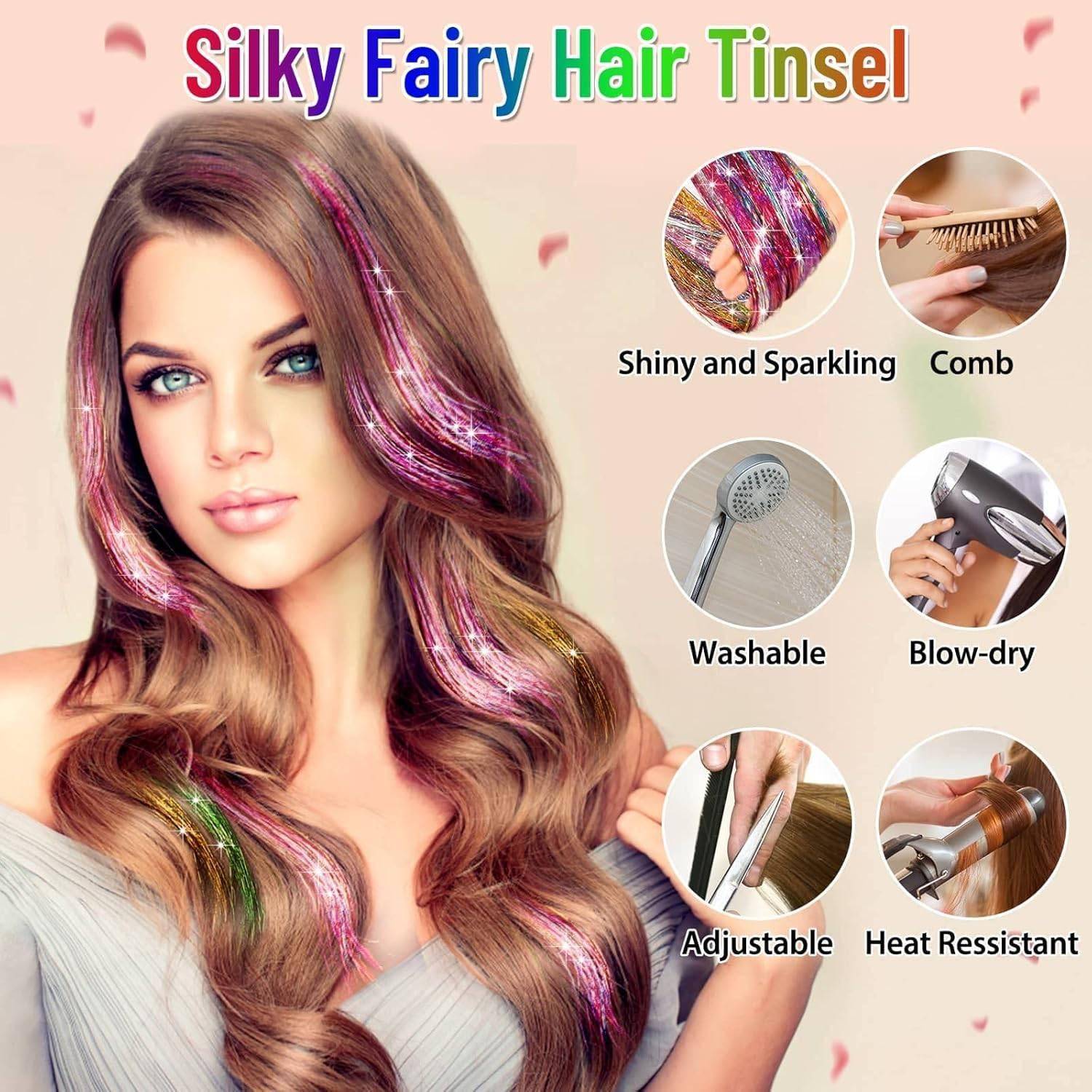 https://www.macenatshop.com Glitter Hair Extension Sparkle Kit – Rainbow Shiny Tinsel Strands for Braiding and Hair Bling Glitter Hair Extension Sparkle Kit - Rainbow Shiny Tinsel Strands for Braiding and Hair Bling