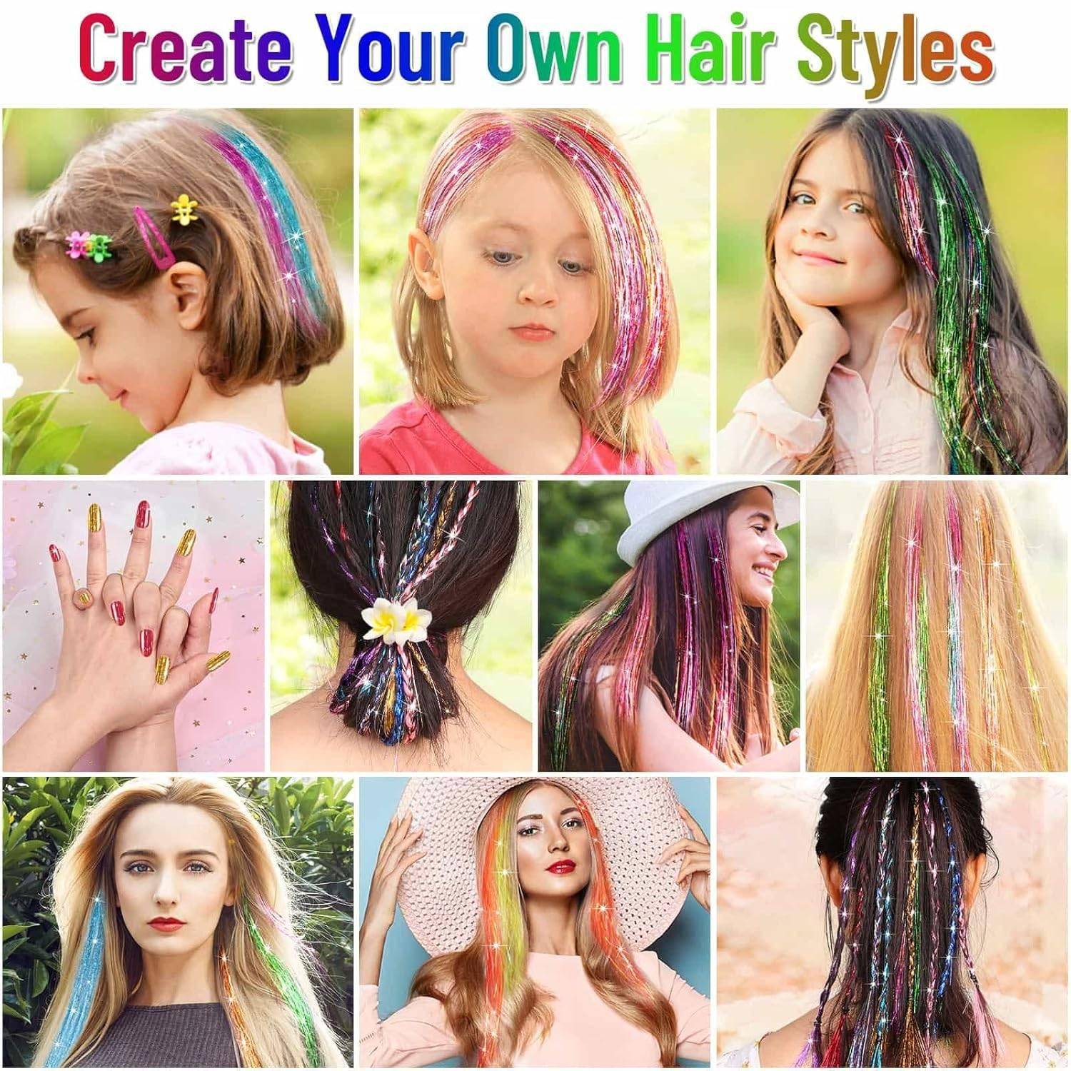 https://www.macenatshop.com Glitter Hair Extension Sparkle Kit – Rainbow Shiny Tinsel Strands for Braiding and Hair Bling Glitter Hair Extension Sparkle Kit - Rainbow Shiny Tinsel Strands for Braiding and Hair Bling